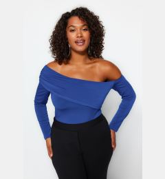 Снимка на Trendyol Curve Blue Asymmetric Collar Knitted Blouse