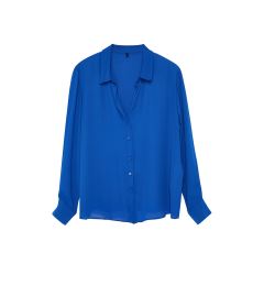 Снимка на Trendyol Curve Blue Buttoned Regular Cut Woven Plus Size Shirt