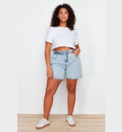 Снимка на Trendyol Curve Blue High Waist Elastic Waist Wide Leg Shorts & Bermuda