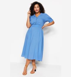 Снимка на Trendyol Curve Blue Woven Elastic Waist and Button Detailed Dress