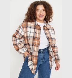 Снимка на Trendyol Curve Brown Plaid Long Sleeve Oversize Winter Woven Shirt