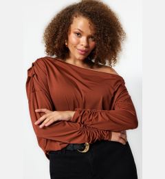 Снимка на Trendyol Curve Brown Scuba Shoulder Detailed Flexible Knitted Blouse