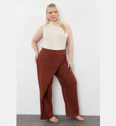 Снимка на Trendyol Curve Brown Wide Leg Woven Trousers with Cross Closure Detail