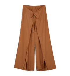 Снимка на Trendyol Curve Brown Wrap Closure Detailed Wide Leg Beach Wear Woven Trousers