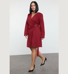 Снимка на Trendyol Curve Burgundy Double Breasted Metal Buckle Mini Woven Plus Size Jacket Dress