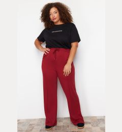 Снимка на Trendyol Curve Claret Red High Waist Wide Leg Knitted Trousers