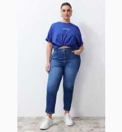 Снимка на Trendyol Curve Dark Blue High Waist Slim Mom Jeans