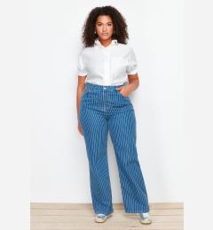 Снимка на Trendyol Curve Dark Blue Striped Wide Cut Jeans