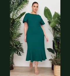 Снимка на Trendyol Curve Dark Green Finike Woven Plus Size Dress