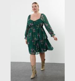 Снимка на Trendyol Curve Emerald Green Chiffon Woven Plus Size Dress