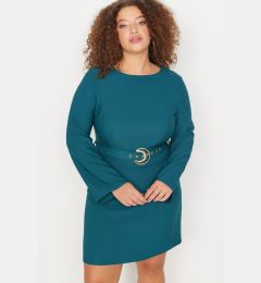 Снимка на Trendyol Curve Emerald Green Woven Dress With A Belt