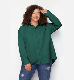 Снимка на Trendyol Curve Emerald Green Woven Plus Size Shirt