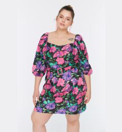 Снимка на Trendyol Curve Floral Patterned Belted Mini Woven Dress