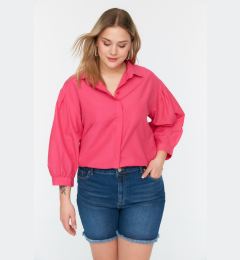 Снимка на Trendyol Curve Fuchsia Woven Sleeve Detailed Poplin Shirt