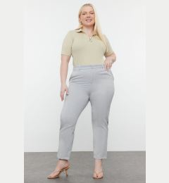 Снимка на Trendyol Curve Gray Basic Cigarette Woven Skinny Leg Plus Size Fabric Trousers