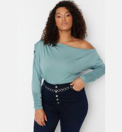 Снимка на Trendyol Curve Green Scuba Shoulder Detailed Stretch Knitted Blouse