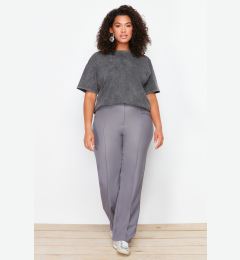 Снимка на Trendyol Curve Grey High Waist Wide Leg/Wide Leg Woven Fabric Trousers