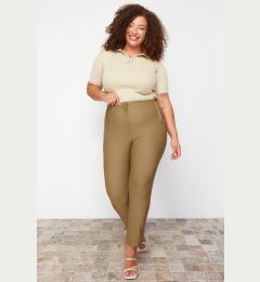 Снимка на Trendyol Curve Khaki Cigarette Fleto Pocket Woven Plus Size Fabric Trousers