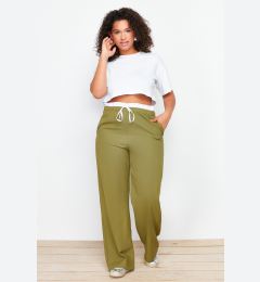 Снимка на Trendyol Curve Khaki Flexible Waist Wide Leg/Wide Cut Woven Fabric Trousers