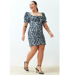 Снимка на Trendyol Curve Multicolored Floral Balloon Sleeve Mini/Short Length Woven Dress