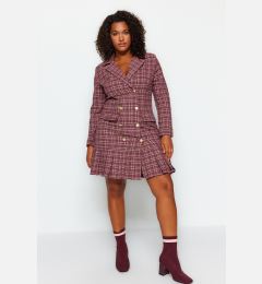 Снимка на Trendyol Curve Multicolored Plaid Pattern Woven Dress with Deaty Hem