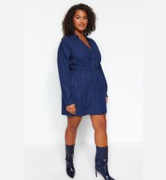 Снимка на Trendyol Curve Navy Blue Mini Woven Shirt Dress