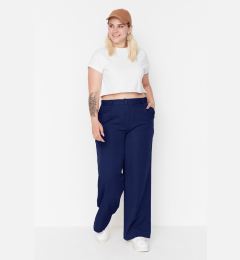 Снимка на Trendyol Curve Navy Blue Wide Leg/Wide Leg Woven Plus Size Fabric Trousers