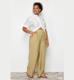 Снимка на Trendyol Curve Oil Green Wideleg Woven Fabric Trousers