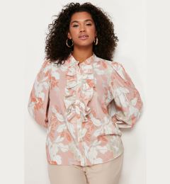 Снимка на Trendyol Curve Orange Floral Ruffled Chiffon Woven Shirt