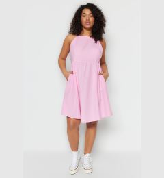 Снимка на Trendyol Curve Pink Weave Halterneck Dress