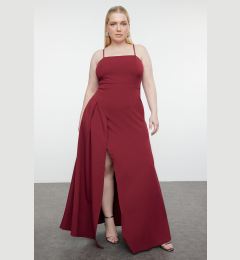 Снимка на Trendyol Curve Plum Strapped Slit Long Woven Plus Size Evening/Night/Graduation/Engagement Dress