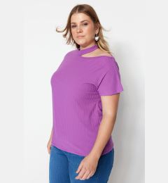 Снимка на Trendyol Curve Purple Cut-Out Detailed Knitted Blouse