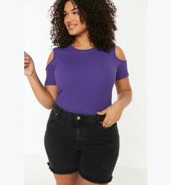 Снимка на Trendyol Curve Purple Ribbed Knitted Cut Out Detailed Blouse