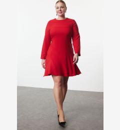 Снимка на Trendyol Curve Red Basic Long Sleeve Hidden Zipper Mini Woven Plus Size Dress