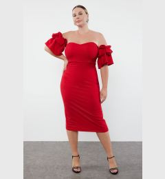 Снимка на Trendyol Curve Red Bodycon Woven Lined Evening Dress/Night/Graduation/Engagement Dress