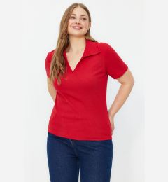 Снимка на Trendyol Curve Red Ribbed Knitted Blouse