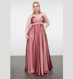 Снимка на Trendyol Curve Salmon Strappy Double Breasted A-Line Long Woven Evening Dress/Night/Graduation/Engagement Dress