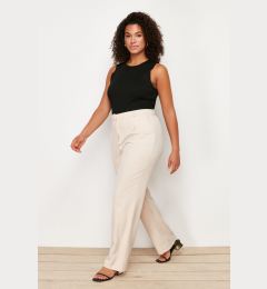 Снимка на Trendyol Curve Stone Straight Cut Wide Leg Pleated Woven Fabric Trousers