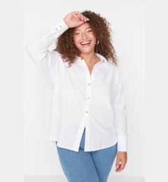 Снимка на Trendyol Curve White Button Detailed Loose Woven Shirt