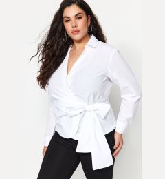 Снимка на Trendyol Curve White Double Breasted Tie Detailed Woven Shirt