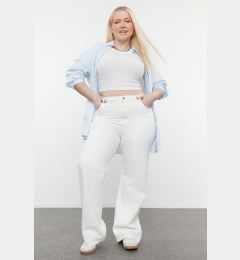 Снимка на Trendyol Curve White High Waist Wide Leg Denim Trousers