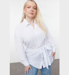 Снимка на Trendyol Curve White Plus Size Waisted Poplin Woven Shirt