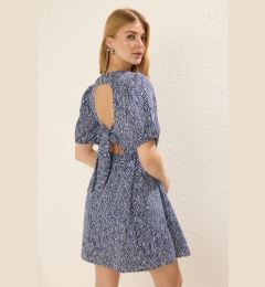 Снимка на Trendyol Cut Out / Flounce Mini Woven Dress with Indigo Striped Skirt Opening at Waist