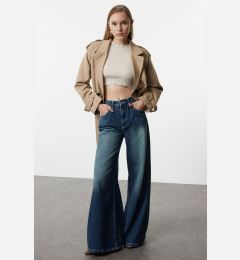 Снимка на Trendyol Dark Blue High Waist Extra Wide Leg Palazzo Jeans