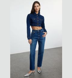 Снимка на Trendyol Dark Blue High Waist Slim Mom Jeans