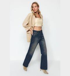 Снимка на Trendyol Dark Blue High Waist Wide Leg Jeans