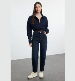 Снимка на Trendyol Dark Blue More Sustainable High Waist Slim Mom Jeans