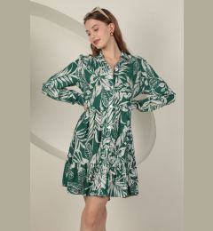 Снимка на Trendyol Dark Green Floral Mini Woven Dress