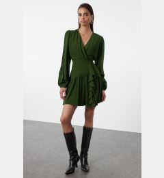 Снимка на Trendyol Dark Green Plain Woven Dress