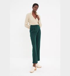 Снимка на Trendyol Dark Green Straight/Straight Cut Pleated Fabric Trousers